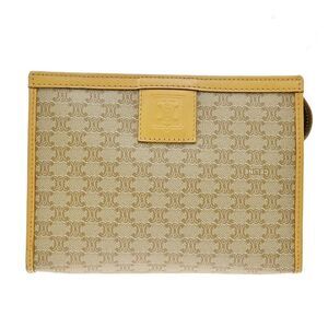 Celine Vintage Pochette Printed Canvas Beige Canvas Shoulder Bag Bag